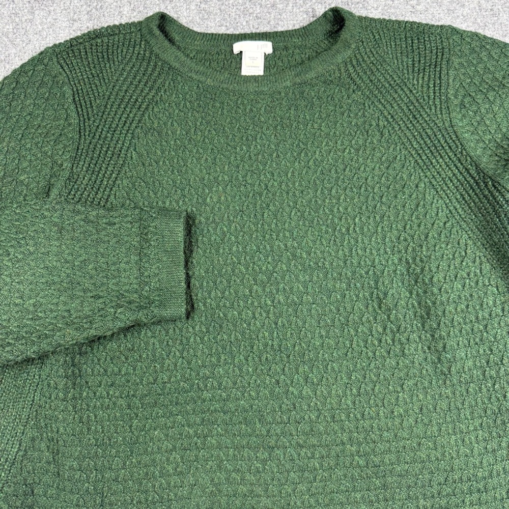 J. Jill Sweater Womens Large Green Textured Button Side Curved Hem Pullover